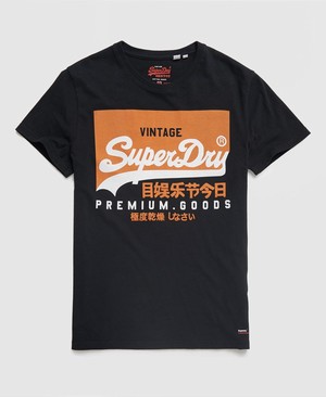 Superdry Organic Cotton Vintage Logo Férfi Pólók Fekete | MRNCB4910